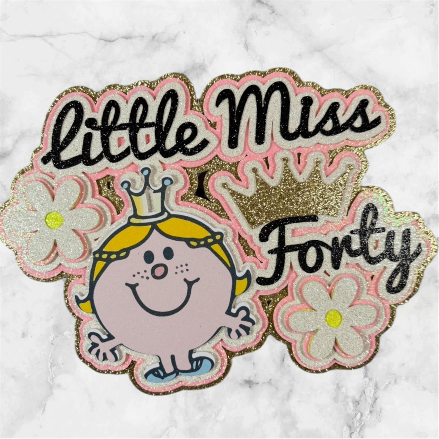 Little Miss Glitter Card Cake Topper