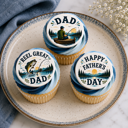 Fishing Father’s Day Icing Sheet Cupcake Toppers