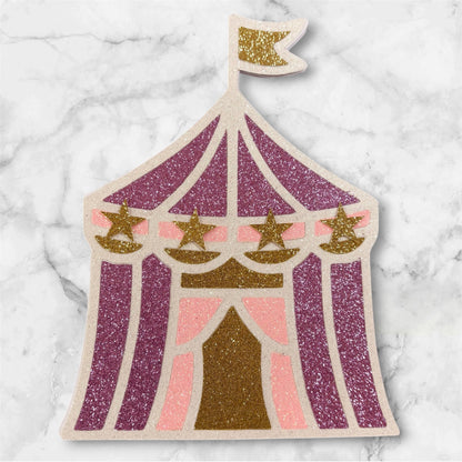 Circus Tent Glitter Card Cake Topper