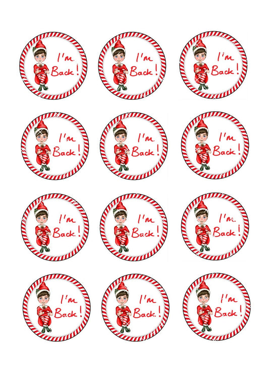 Elf I’m Back #5 Cupcake Toppers Icing Sheet
