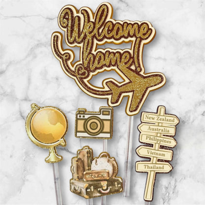 Travel Card Cake Topper Set #1