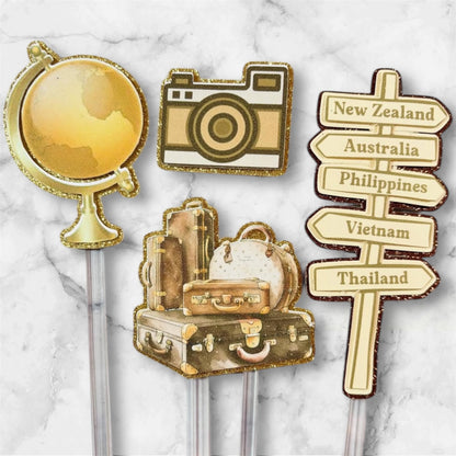 Travel Card Cake Topper Set #1