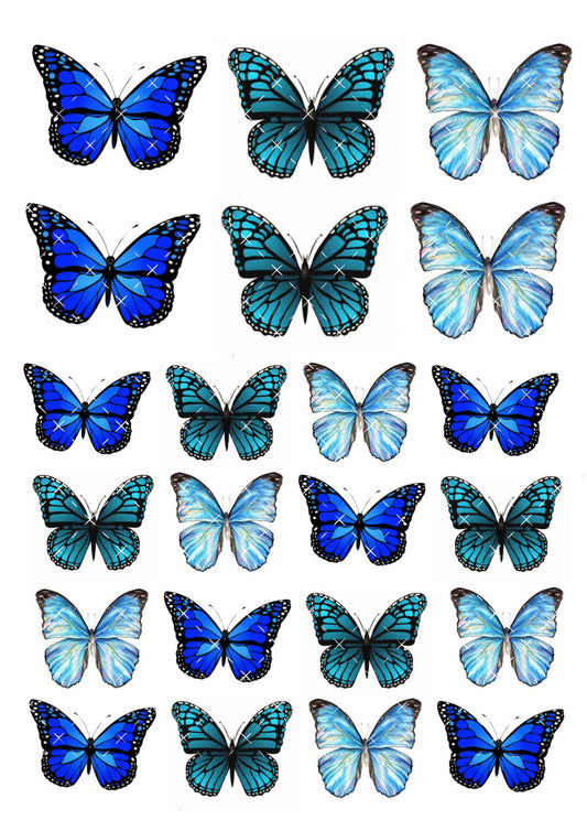 Blue Rice Paper Butterfly Toppers