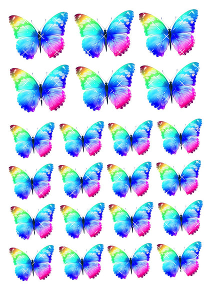 Rainbow Rice Paper Butterfly Toppers