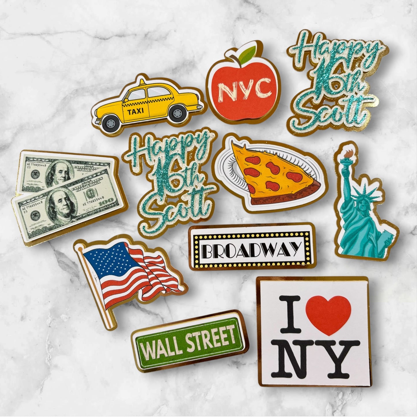 New York Card Cupcake Topper Set