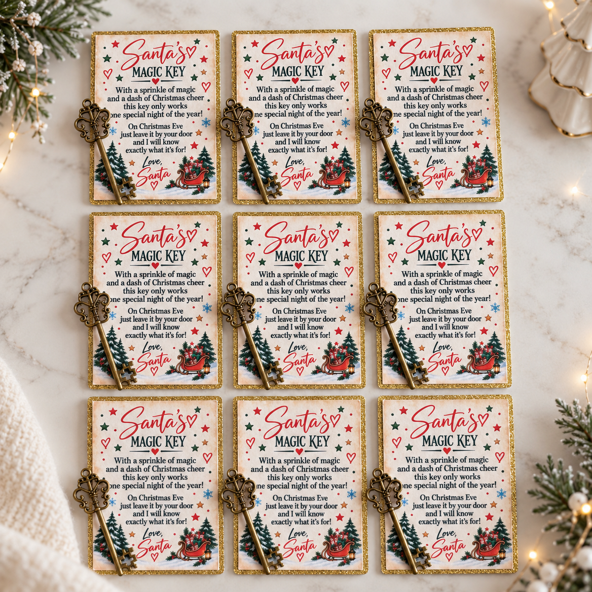 Santa’s Magic Key Set of 2 Card Cupcake Toppers