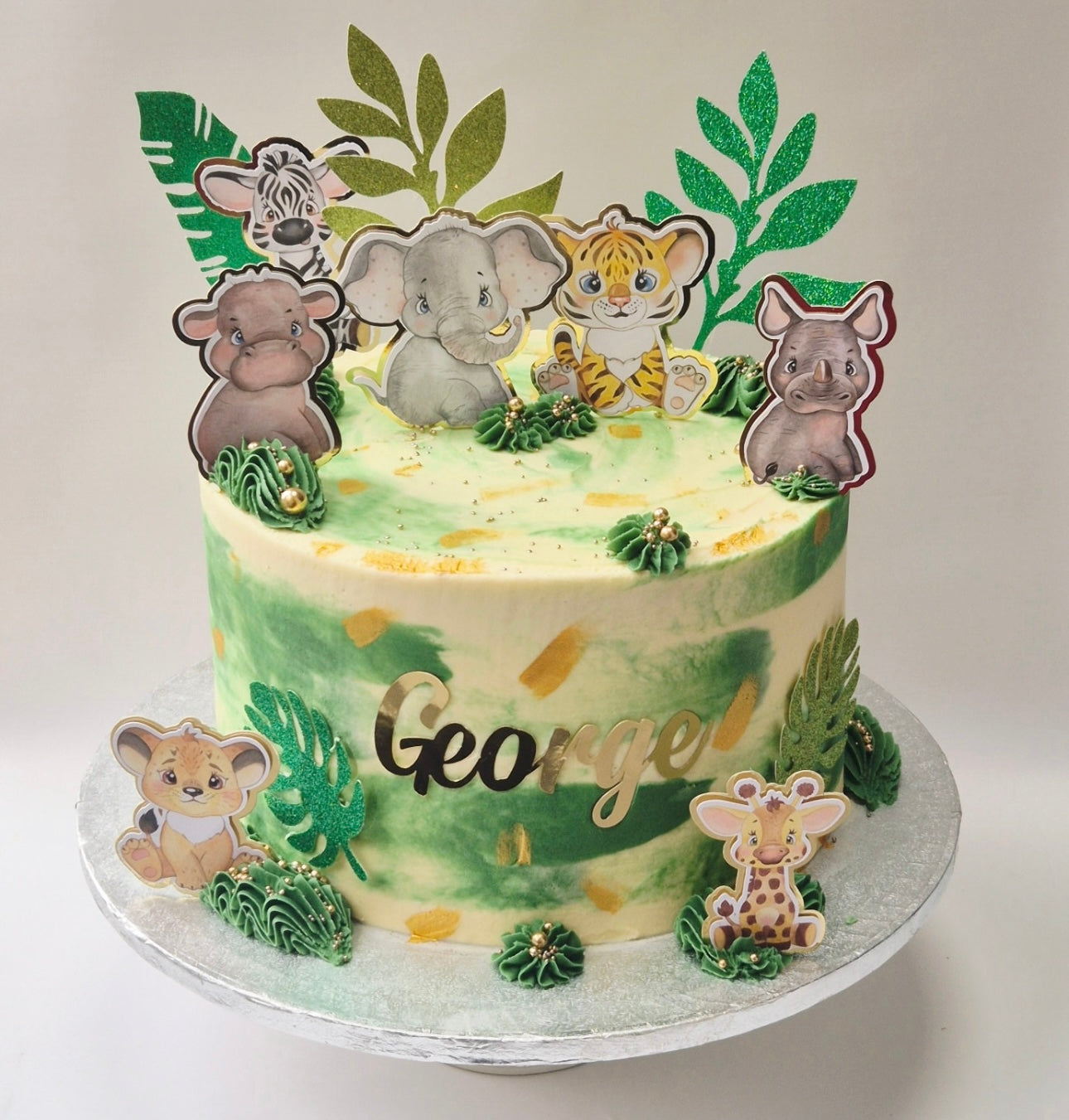 Animal Glitter Card Cake Topper Set