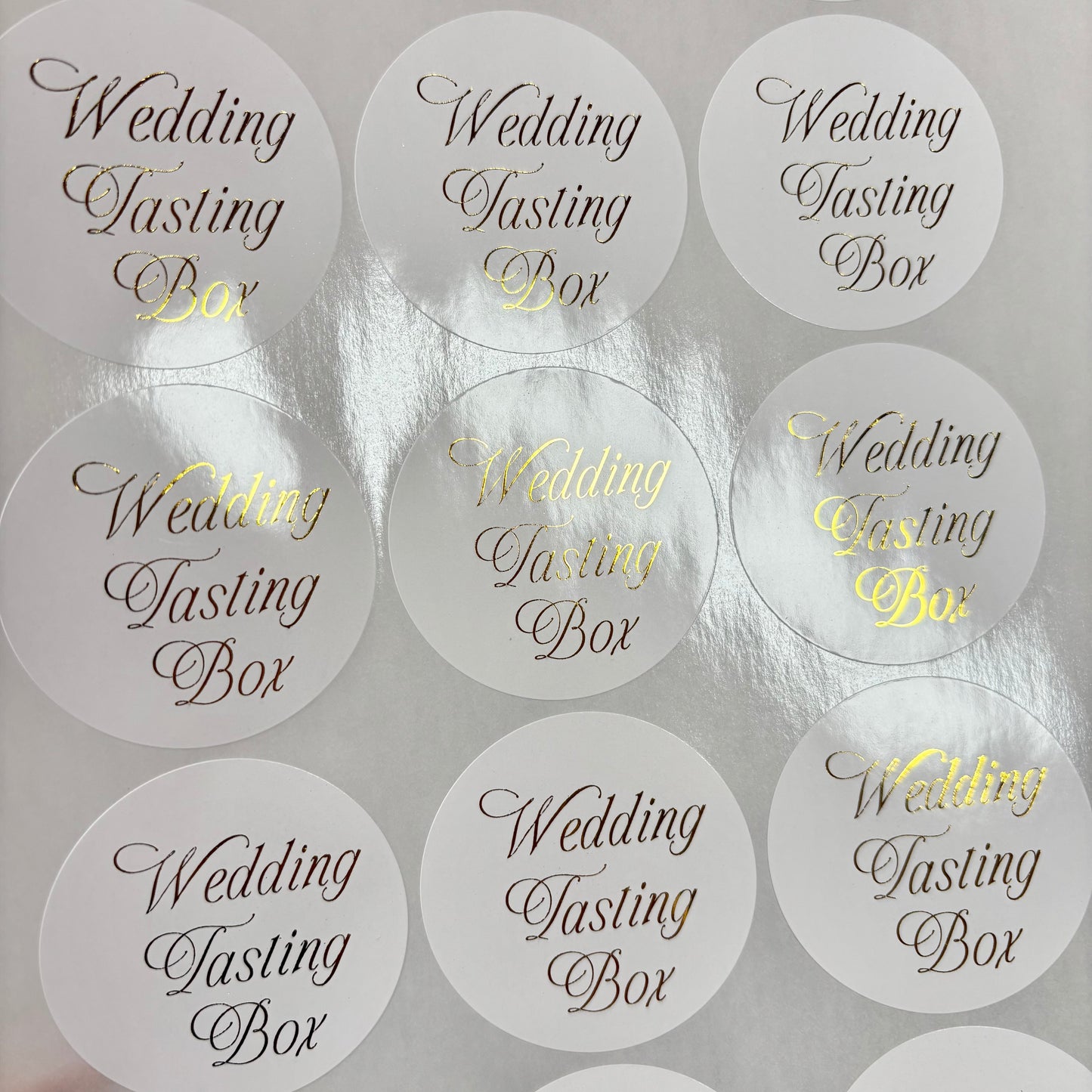 Foil Wedding Tasting Box Stickers