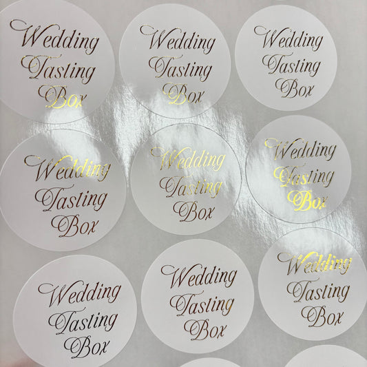 Foil Wedding Tasting Box Stickers