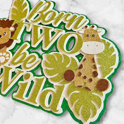 Two Wild Animal Card Cake Topper