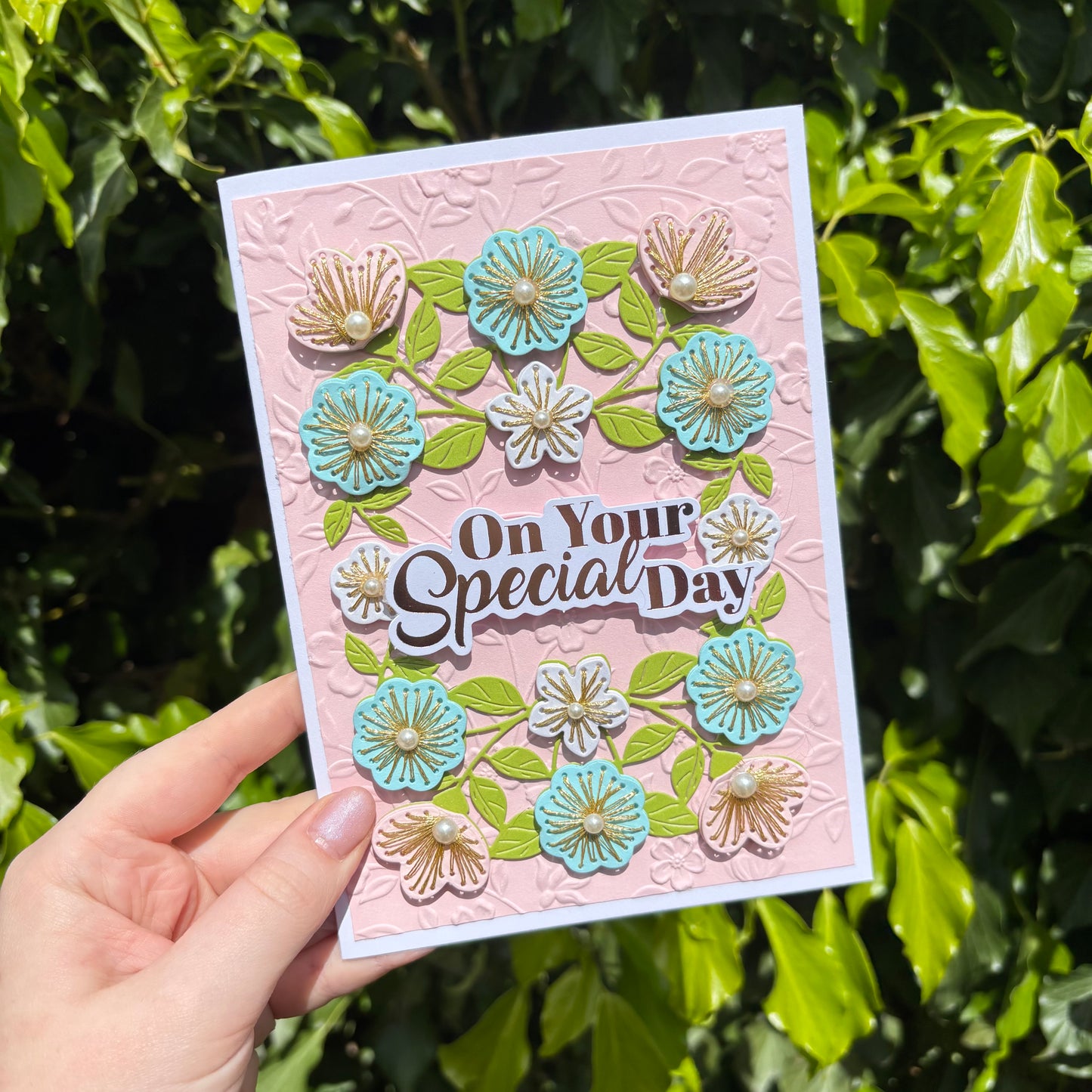 Luxury Floral Hand Stitched Keepsake Card