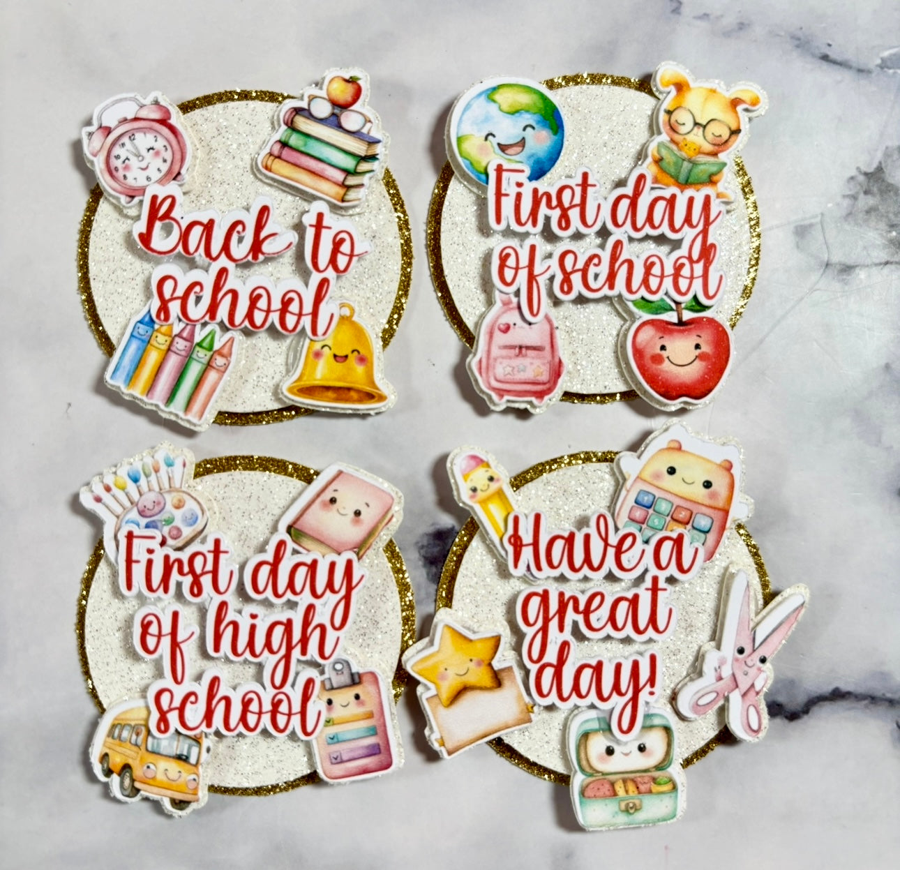 School 3D Card Cupcake Toppers Set