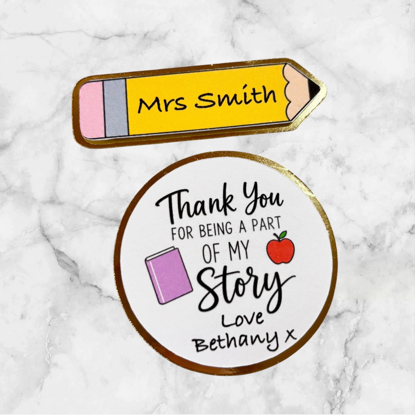 Personalised Teacher Card Cupcake Topper Set of 2