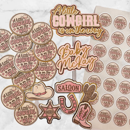 Cowgirl/Cowboy Baby Shower Cake Toppers