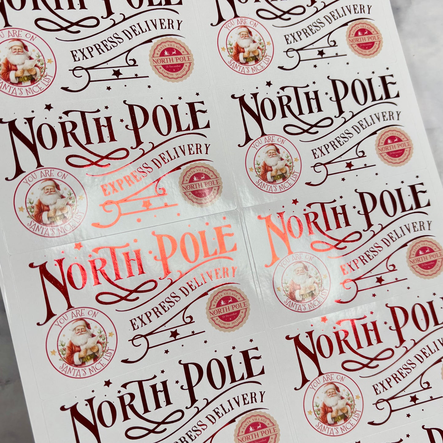 North Pole Express Foil Stickers