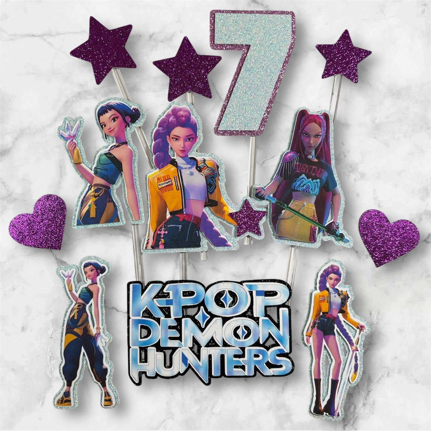 K Pop Glitter Card Topper Set