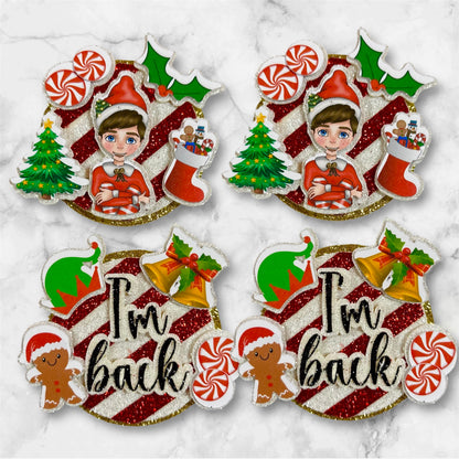 Elf I'm Back Luxury Layered Card Cupcake Toppers Set of 2