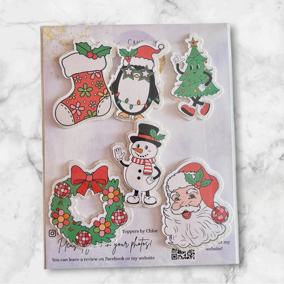 Retro Christmas Card Cupcake Toppers
