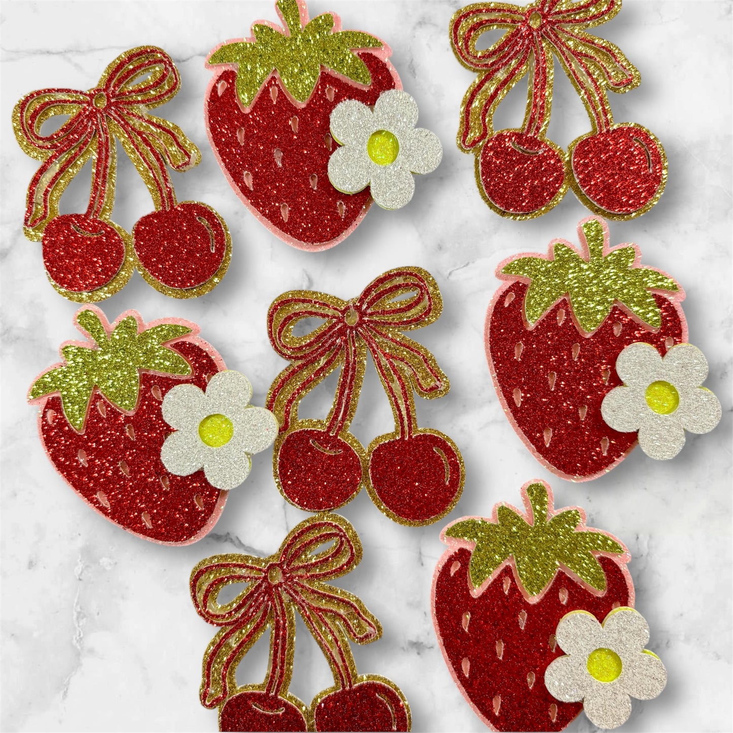 Strawberry & Cherry Card Cupcake Toppers