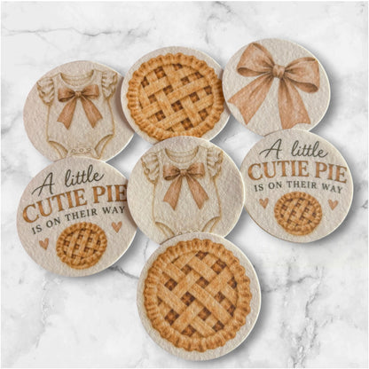 A Little Cutie Pie Baby Shower Icing Sheet Cupcake Toppers