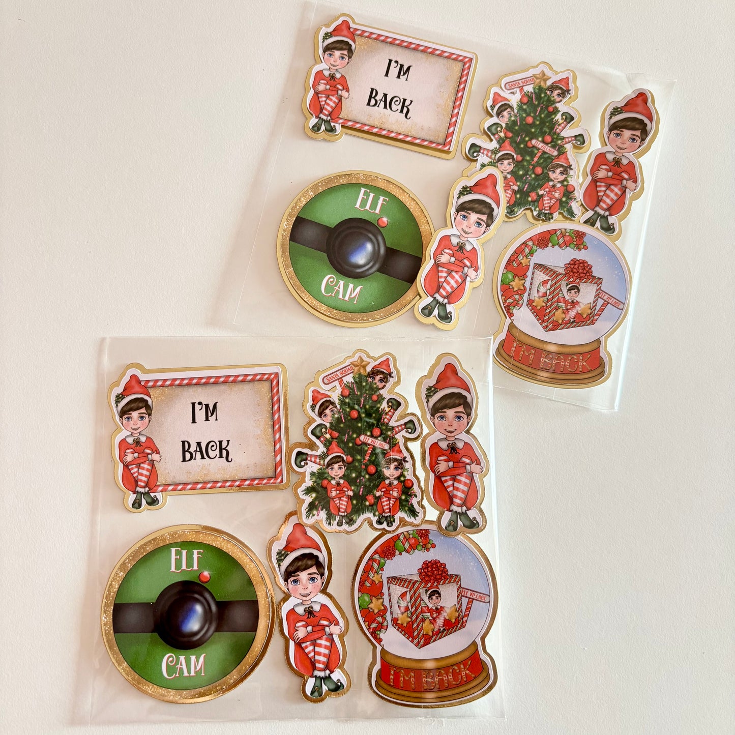 Elf I’m back Card Cupcake Topper Set