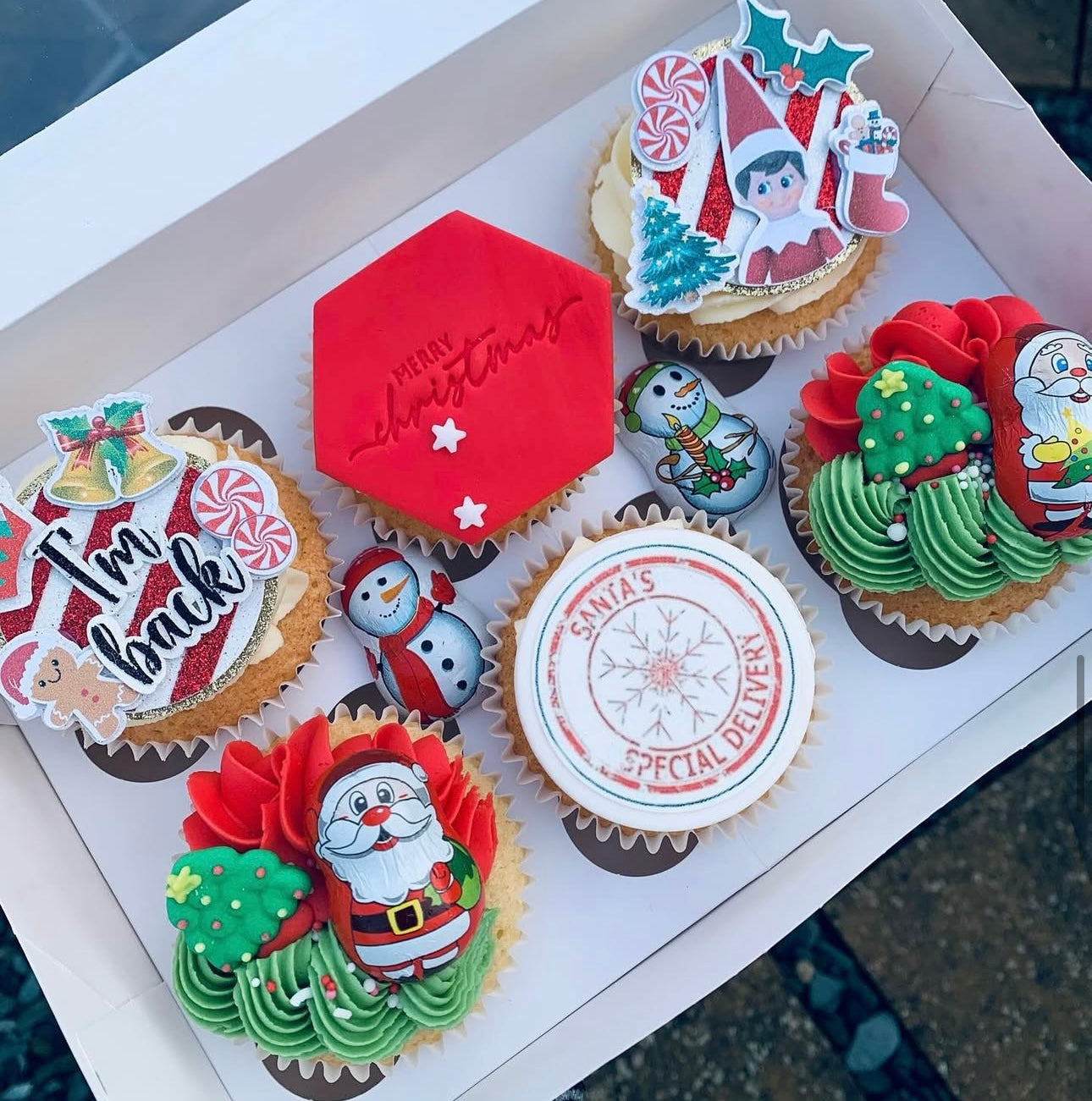 Elf I'm Back Luxury Layered Card Cupcake Toppers Set of 2