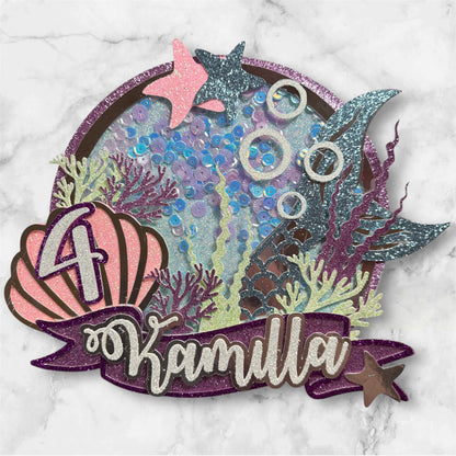 Under The Sea Mermaid #2 Sequin Shaker Cake Topper