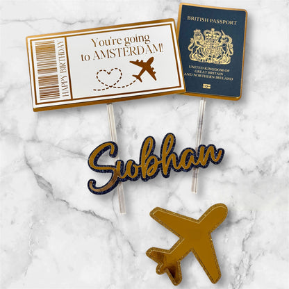 Travel Card Cake Topper Set #2