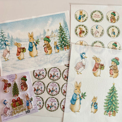 Christmas Rabbit Stickers
