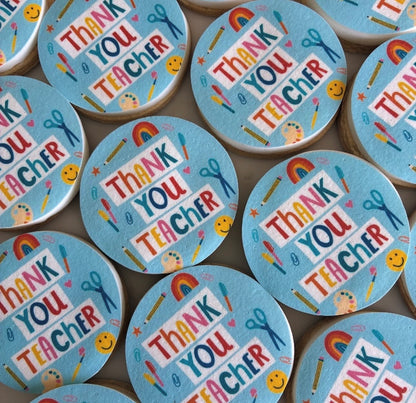 Thank You Teacher #3 Icing Sheet Cupcake Toppers
