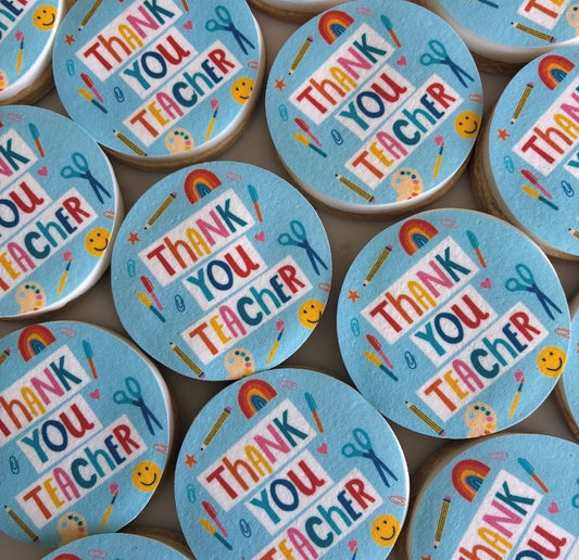 Thank You Teacher #3 Icing Sheet Cupcake Toppers