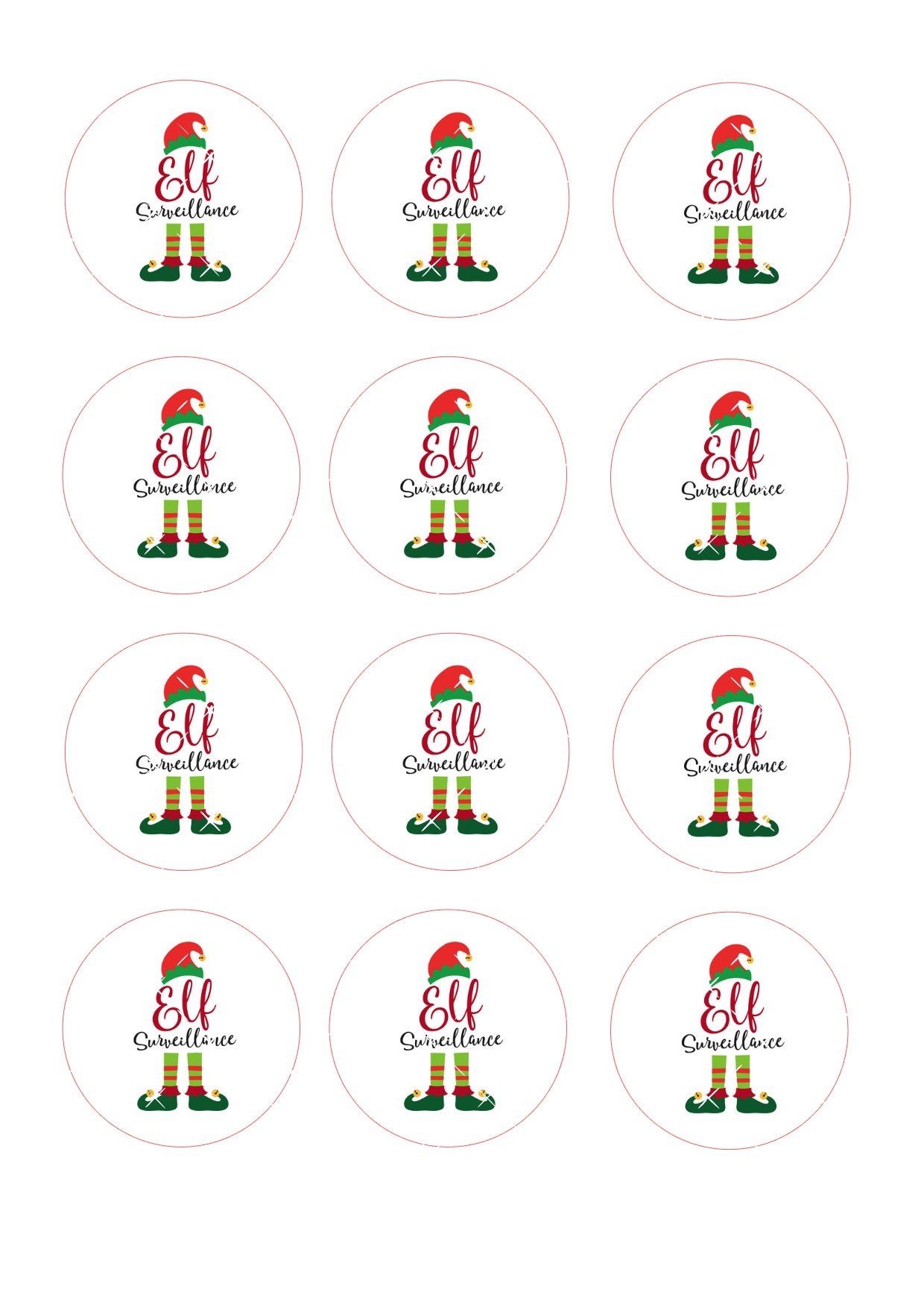 Elf Surveillance Cupcake Topper Icing Sheet