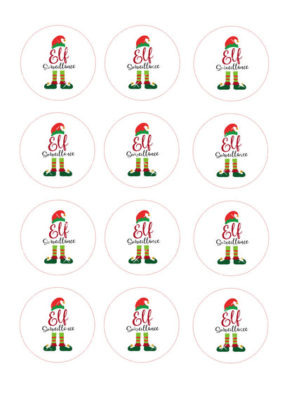 Elf Surveillance Cupcake Topper Icing Sheet