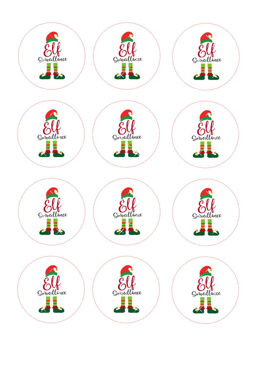 Elf Surveillance Cupcake Topper Icing Sheet