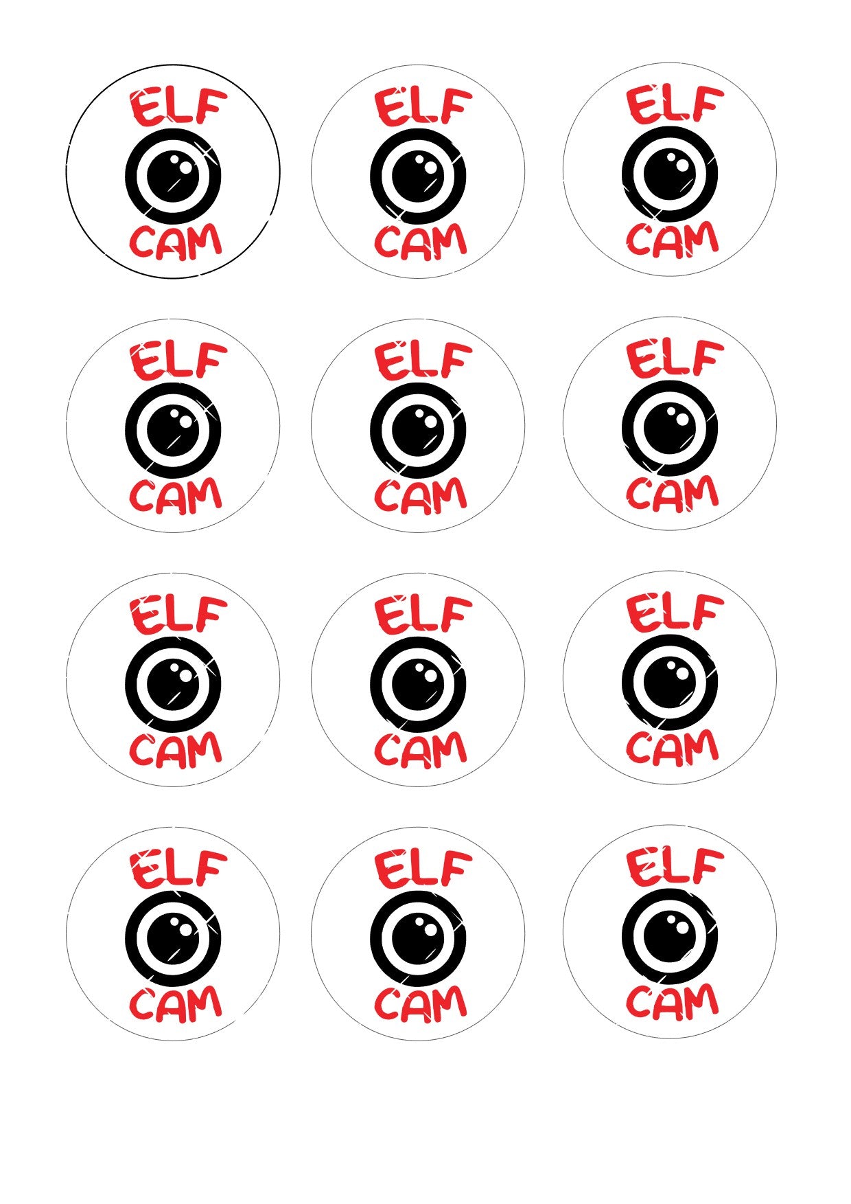 Elf Cam Cupcake Toppers Icing Sheet