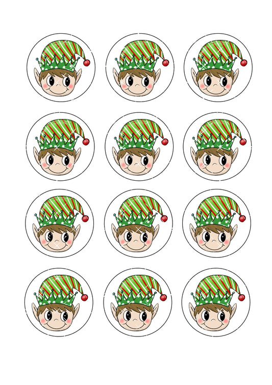 Green Elf Edible Cupcake Toppers Icing Sheet