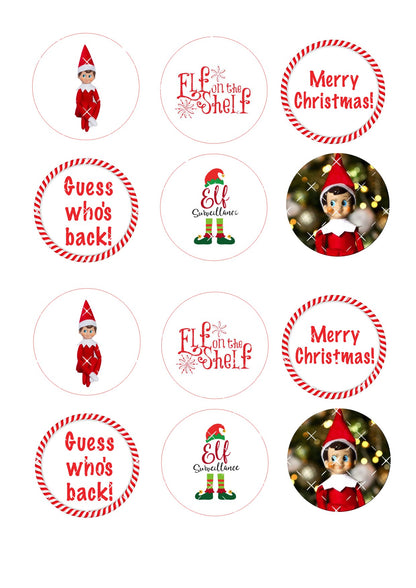 Elf I'm back cupcake topper set Icing Sheet