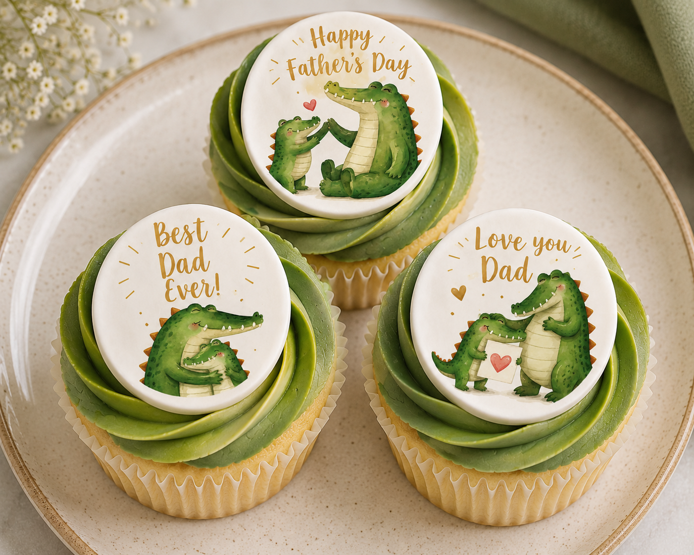 Dinosaur Father’s Day Icing Sheet Cupcake Toppers