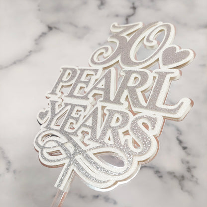 30 Pearl Years Anniversary Card Cake Topper