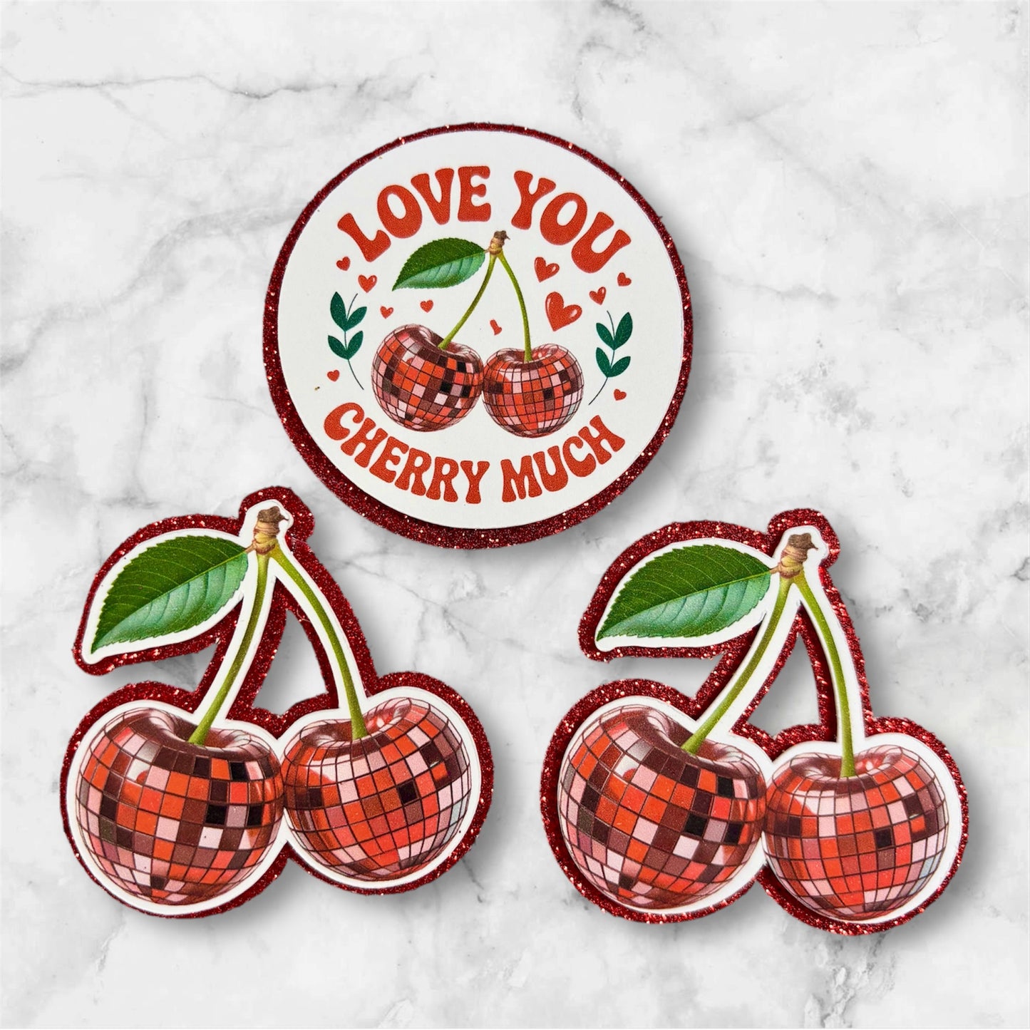Love You Cherry Much Card Cupcake Toppers