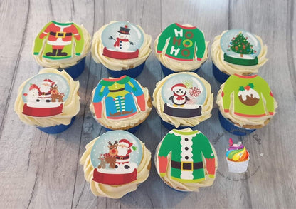 Christmas Jumpers Icing Sheet Cupcake Toppers