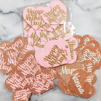 Mother's Day Heart Glitter Card Cupcake Toppers