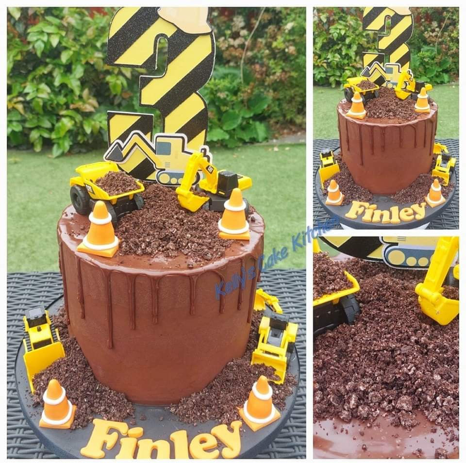 Construction Number Card Cake Topper