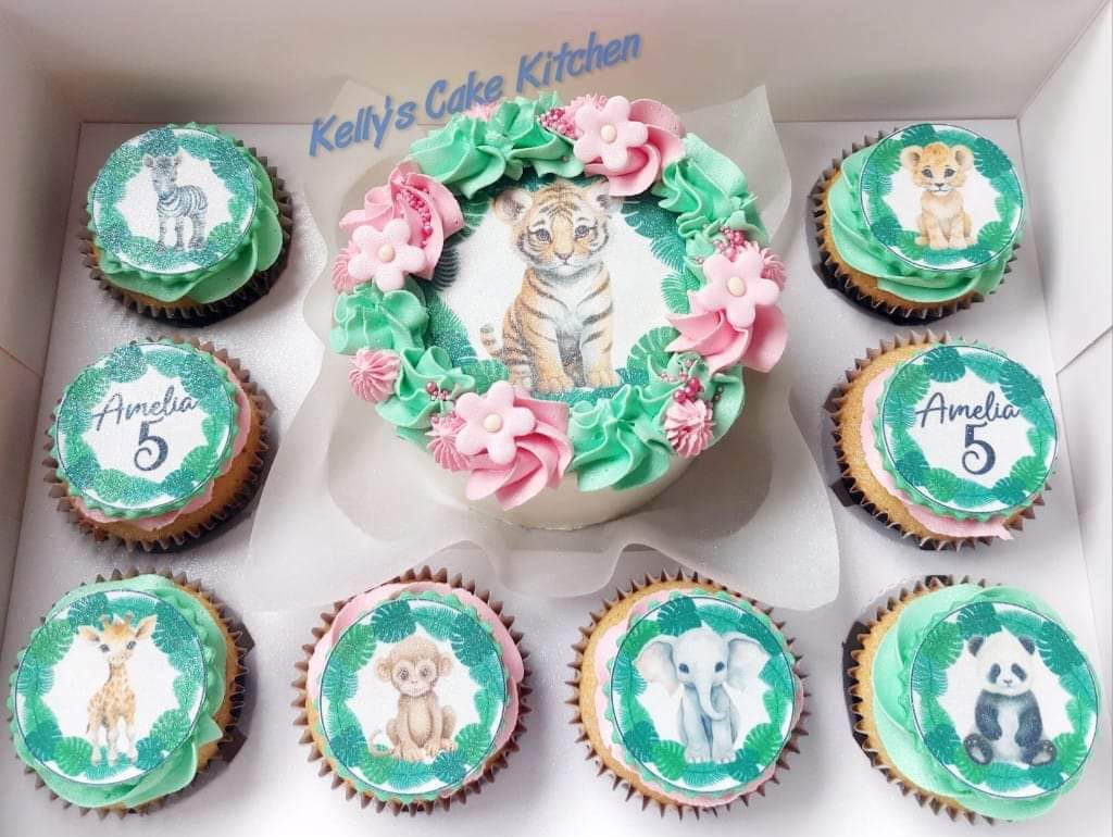 Jungle Animal Cupcake Toppers Icing Sheet