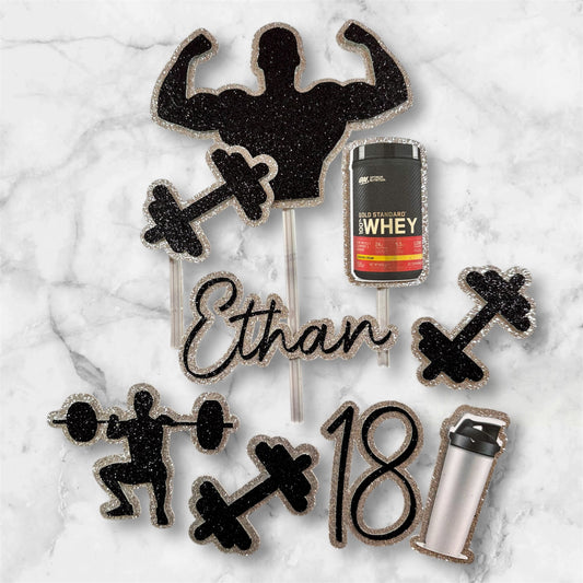 Gym Fitness Card Cake Topper Set