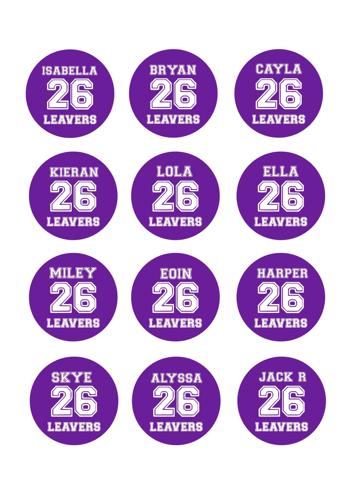 Leavers School Icing Sheet Cupcake Toppers