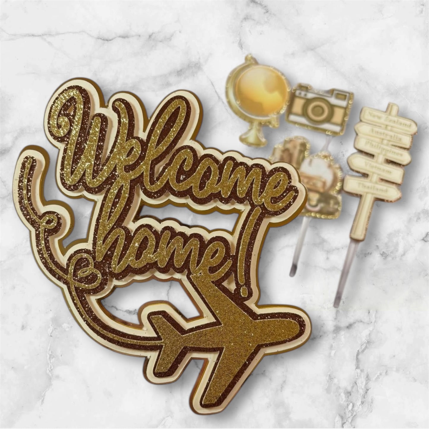 Travel Card Cake Topper Set #1