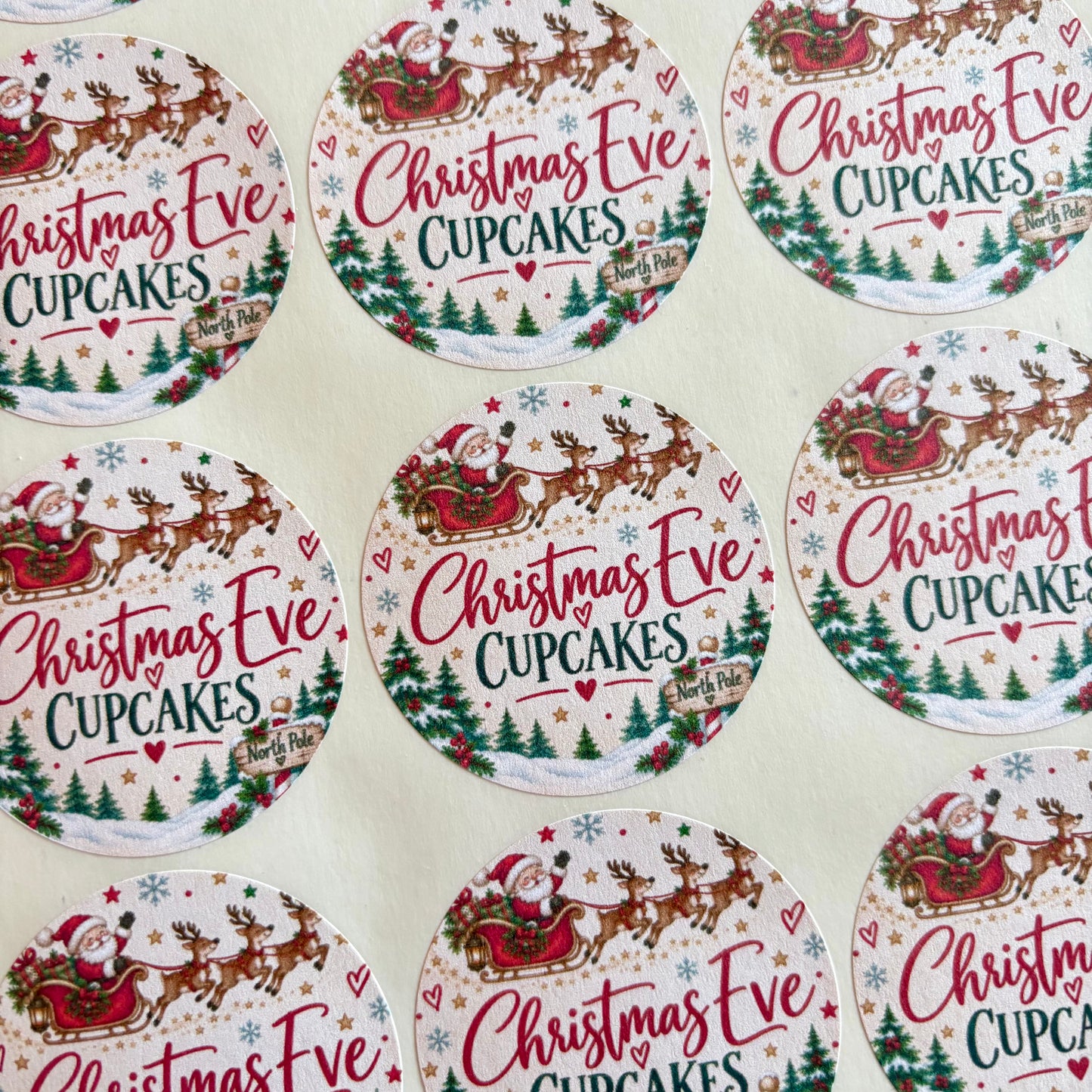Christmas Eve Cupcake Stickers