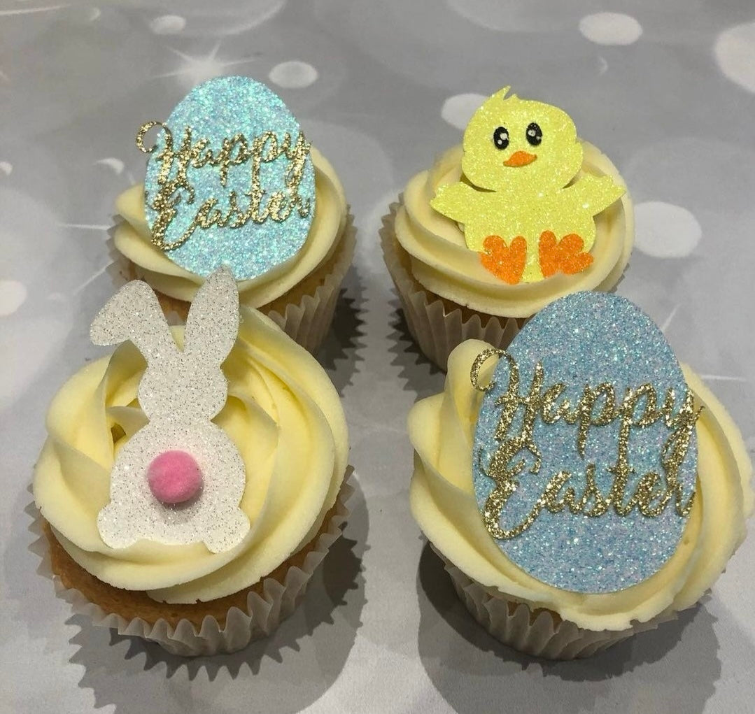 Easter Glitter Card Cupcake Toppers