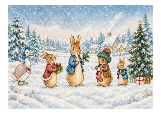 Christmas Rabbit Icing Sheet Wrap